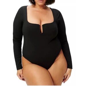Good American Stretch Jersey Touch U Ring Body Suit Black Size 3X (6) New!